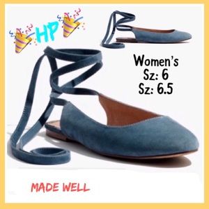 Designer MADEWELL Ankle Tie Flats NIB S